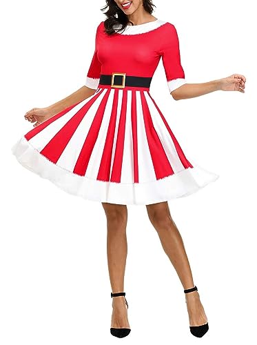 Ainuno Santa Claus Costume for Women Ugly Christmas Dresses Tacky Xmas Shirt Dress,Santa M