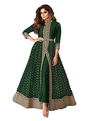 Alamara Fashion Ready to Wear Indian Pakistani Party Wear Wedding Wear Abhay Style Anarkali Suit for Women (Green, XXL)