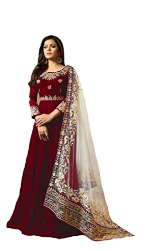 Delisa New Desiner indian/Pakistani eid special Ethnic/partywear wear Georgette Anarkali Gown LT (Red, MEDIUM-40)