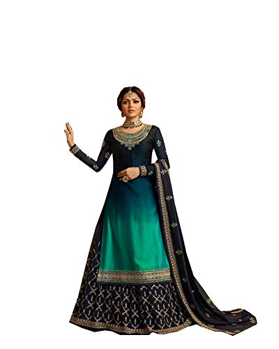 Delisa New Indian/Pakistani Eid Special Party/Ethnic wear Georgette Straight Ghagra Style Salwar Kameez Suit for Womens 9936 (Sky Blue, 36)