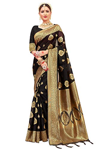 Elina fashion Sarees For Women Banarasi Art Silk l Indian Rakhi Wedding Diwali Gift Sari with Unstitched Blouse