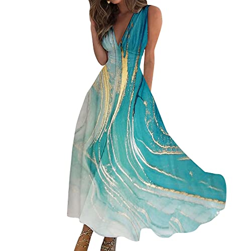 Generic Free People Dupes/Lookalikes,Sun Dress Plus Size Summer Dresses for Women Cute Cotton 2024 Sexy Mother of The Bride Ball Gowns Formal Teens(Cyan,M), Medium