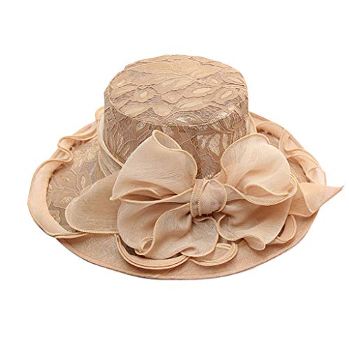 Generic Women Fashionable Dressy Church Hats Summer Women Church Summer Hats Tea Party Bridal Dress Wedding (Khaki, One Size)