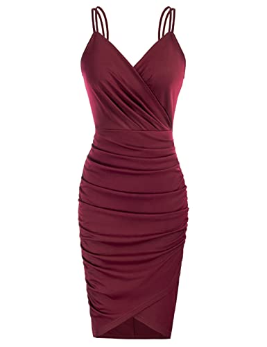 GRACE KARIN Party Dress for Women V-Neck Sexy Elegant Homcoming Cocktail Dress Wine Red L