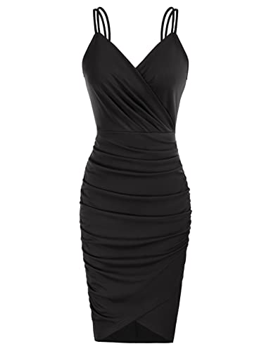 GRACE KARIN Sexy Black Party Dresses Spaghetti Straps V-Neck Short Bodycon Pencil Dress XL