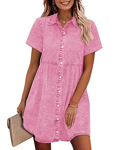 GRAPENT Dresses for Women Casual Fall Dress for Women Flower Dress for Women Womens Summer Dresses Knee Length Pink and Orange Dress for Women Short Pink Homecoming Dresses Color Aurora Pink Size XL