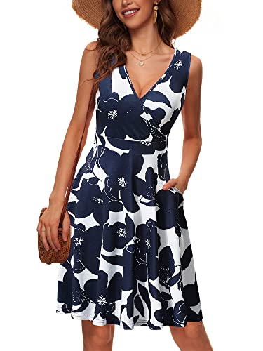 GUBERRY Sundresses for Women 2024 Wrap V Neck Spring Floral Brunch Casual Milkmaid Summer Beach Vacation Oufits Sun Dress for Women 2024 Trendy