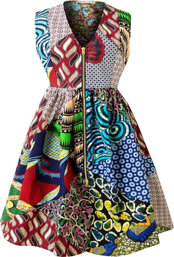 HongyuAmy Women's African Print Dresses Ankara Patterns Cloth Dress(X-Large,Color A)