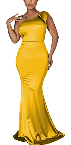 JTNFairy Women's Casual Bodycon Sleeveless Long Maxi Dress Wrap Slim Elegant Evening Dresses Yellow