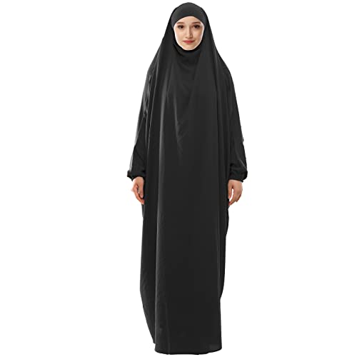 Lenmipot Muslim Prayer Dress Islamic Jilbab Eid Formal Gown 1 Piece Saudi Loose Covered Dress