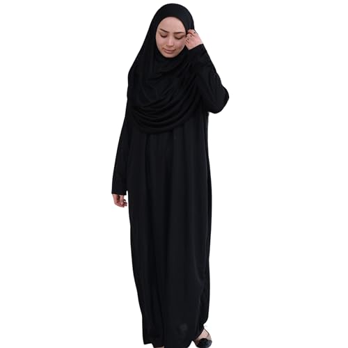 LOCCO Prayer Dress For Muslim Women One Piece Prayer Dress Prayer Dress With Carry Bag Islamic Hijab Clothing (Black, X-Small-XX-Large)