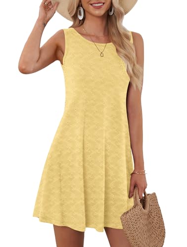 MOLERANI Women's Casual Swing Simple T-Shirt Loose Dress, Y-Yellow, S