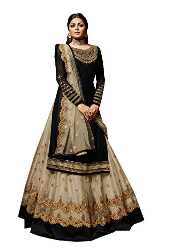 New Indian/Pakistani Eid Special Party/Ethnic wear Georgette Straight Ghagra Style Salwar for Womens LTT (Black, XS-36)