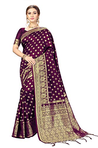 Nivah Fashion Women's Kanjivaram Banarasi Art Silk Saree with Blouse Piece (US.S11-Purple)