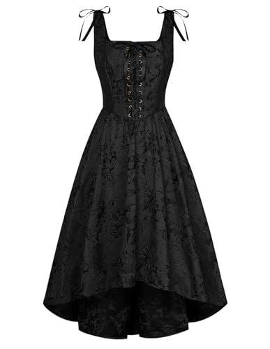 Scarlet Darkness Renaissance Costume Women Jacquard Victorian Gothic Dresses Black Jacquard Size 12