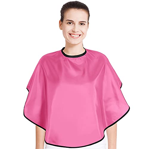 Short Makeup Cape for Women Men Mini Makeup Bib Haircut Cape for Makeup Artist Shampoo Beauty Salon Artist Styling (Pink)