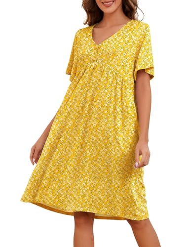 udforsk House Dresses for Older Women Lounger Patio Dress Anthony Richards House Dress for Women With Pockets Women Dusters House coats Yellow S