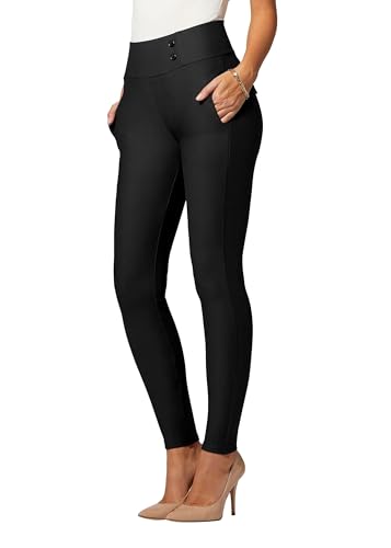 Conceited Dress Pants Women - Stretchy - Tummy Control - All Day Comfort Wear to Work - Womens Dress Pants in Regular and Plus Size - Black - Medium