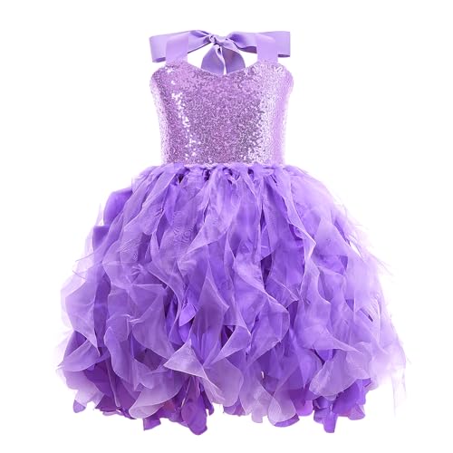 Suppromo Purple Tulle Dress for Girls Birthday Party Fancy Sparkly Sequin Tutu Princess Dresses for Kids Girls Pageant Christmas Sneaker Ball Gown Birthday Outfit 7-8T