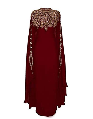 WUBU Kaftan Maxi Dress Evening Gowns Evening Dresses Wedding Dress Cocktail Dress (Burgundy)